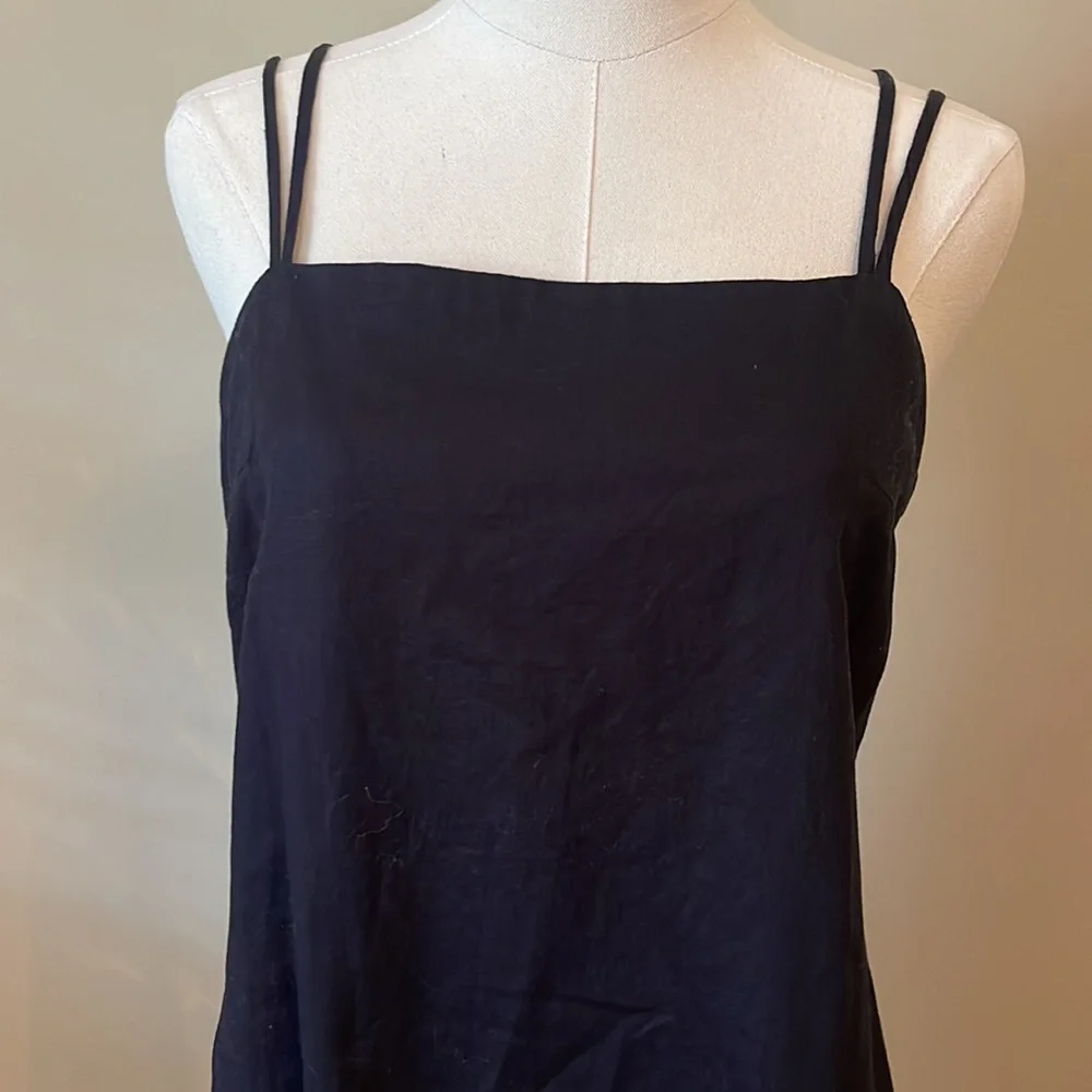 H&M Black Linen Shift Dress Medium - Picture 2 of 6